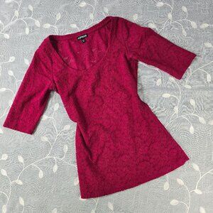 Express Cranberry Lace Top, Size XS